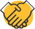hand shake symbol over yellow circle