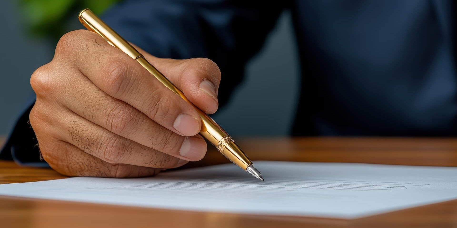 Hand signing document that outlines how to set up trust to protect assets